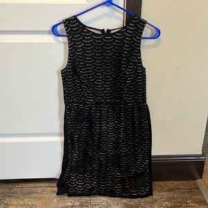 Ann Taylor Loft Black Dress with Nude Underlay, size 2
